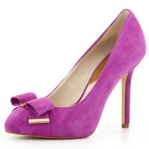 Michael Kors Delphine Suede Bow Pumps In Purple